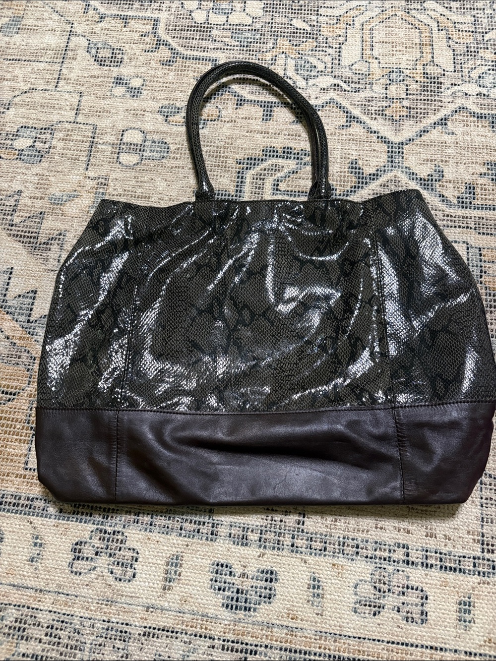 Margot leather snakeskin embossed tote